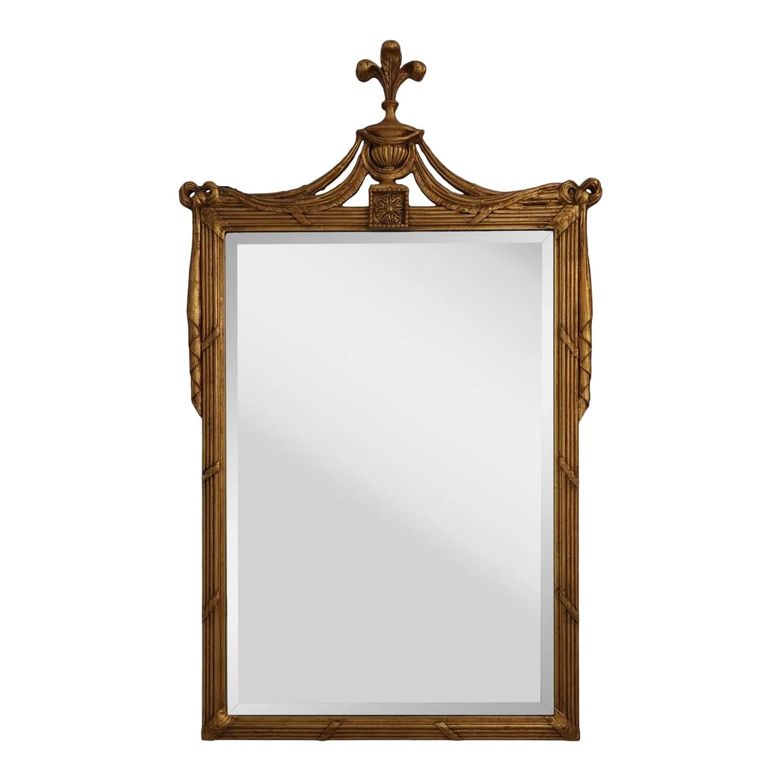 Friedman Brothers Model 6592 Elegant Gold Wall Mirror: Friedman Brothers Model 6592 Elegant Gold Wall Mirror This stunning Friedman Brothers Model 6592 Plume Top Gold Mirror features a high-quality construction with beveled glass and an elegant gold finis