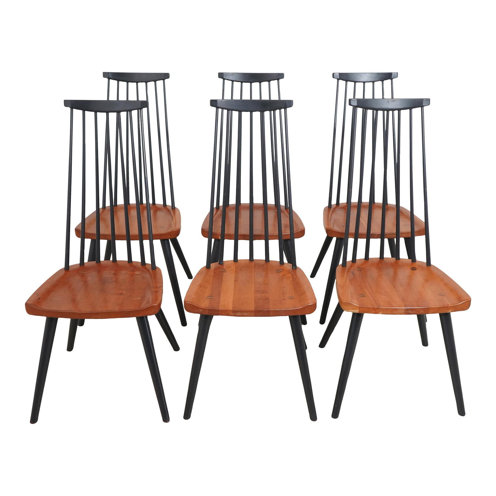 Elegant Set of 6 Maine Cottage Studio Dining Chairs in Cherry Wood (1 of 10)