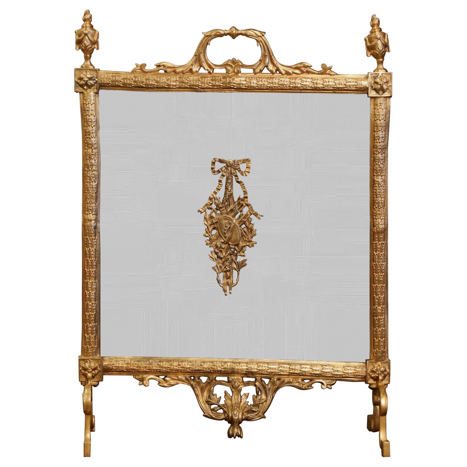 Antique 19th Century French Louis XVI Bronze Dore Fireplace Screen (1 of 9)