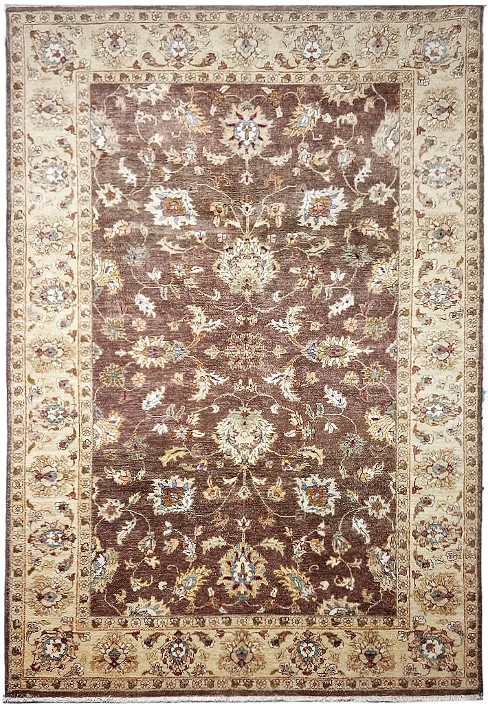 5.5 x 8.6 Chocolate Brown Handcrafted Chobi Peshawar Rug (1 of 9)