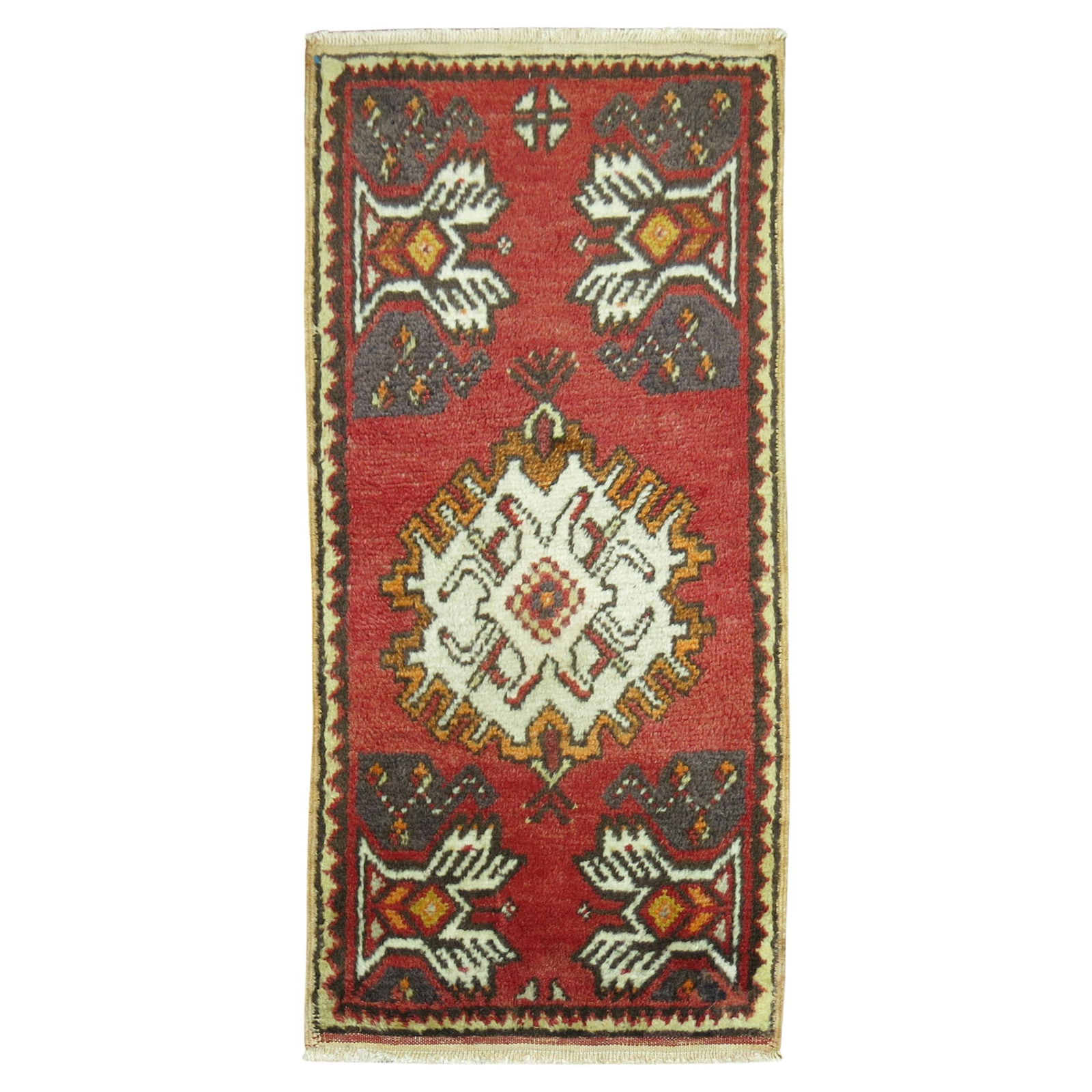 Vintage Agra Style Mini Turkish Rug 19 x 37 Hand-Knotted Wool (1 of 4)