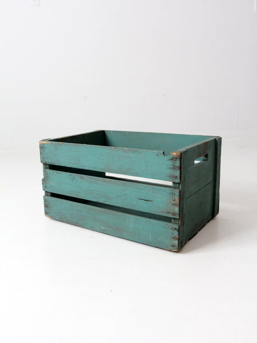 Rustic Turquoise Blue Vintage Wooden Crate Farmhouse Decor (1 of 12)