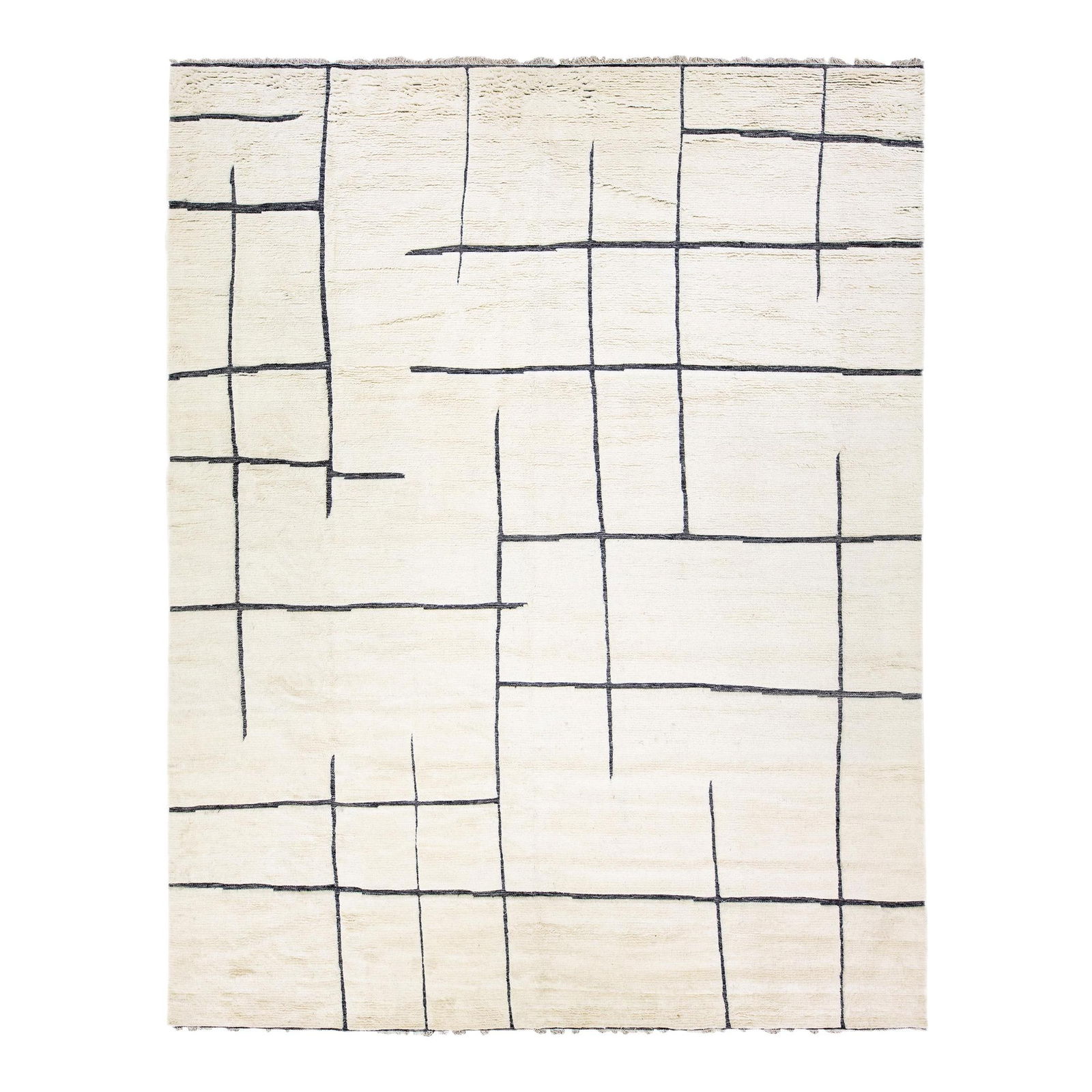 Ivory Handmade Moroccan Wool Rug 12' x 15'2' Geometric Design (1 of 10)