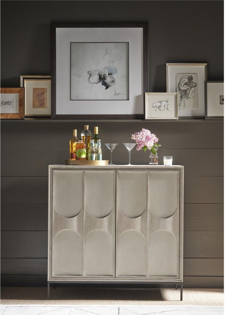 Universal Odessa Bar Cabinet Rolling Fog Finish 42H 42W 19D (1 of 7)