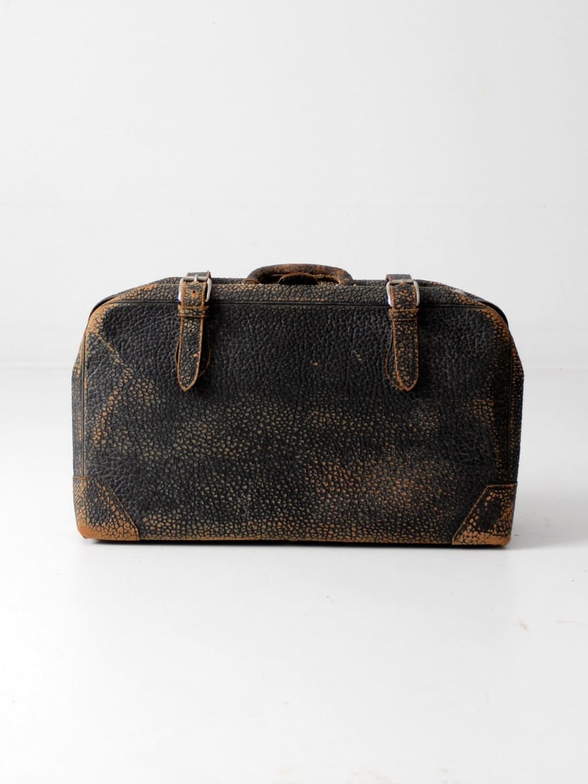 Early 20th Century Black Leather Suitcase with Milock Hardware (1 of 10)