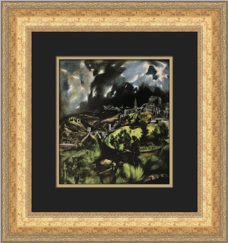 El Greco View of Toledo Custom Framed Print 19 x 17 Art: El Greco View of Toledo Custom Framed Print 19 x 17 Art This stunning custom framed print titled 'View of Toledo' by El Greco captures the essence of expressionism, impressionism, and realism. Measuri