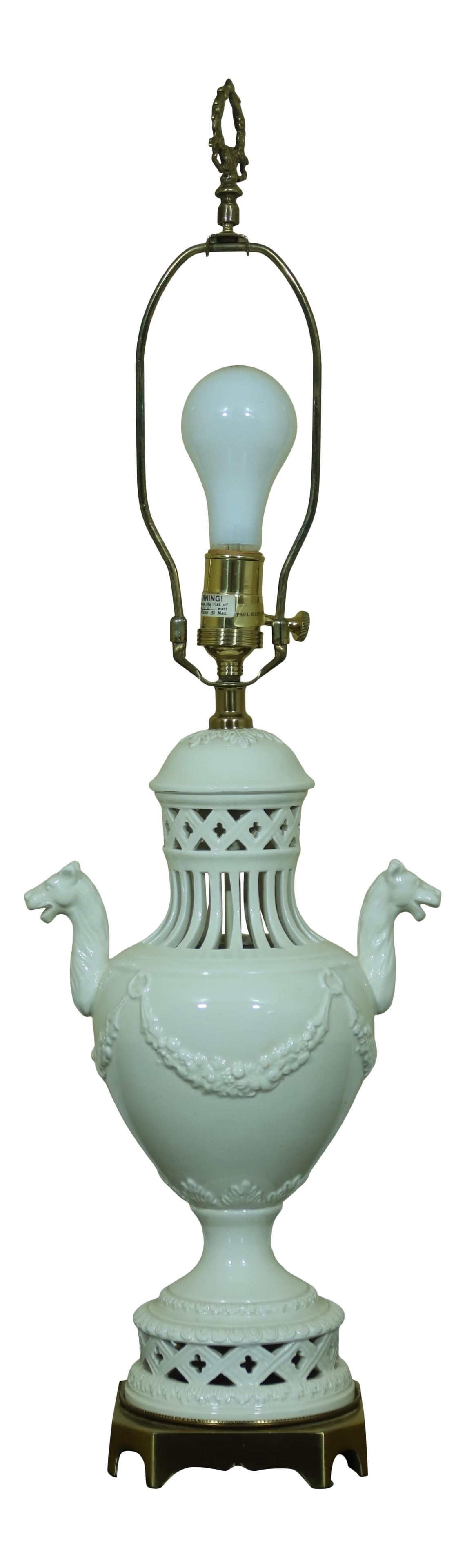 Paul Hanson Regency White Porcelain Table Lamp with Brass Base (1 of 10)