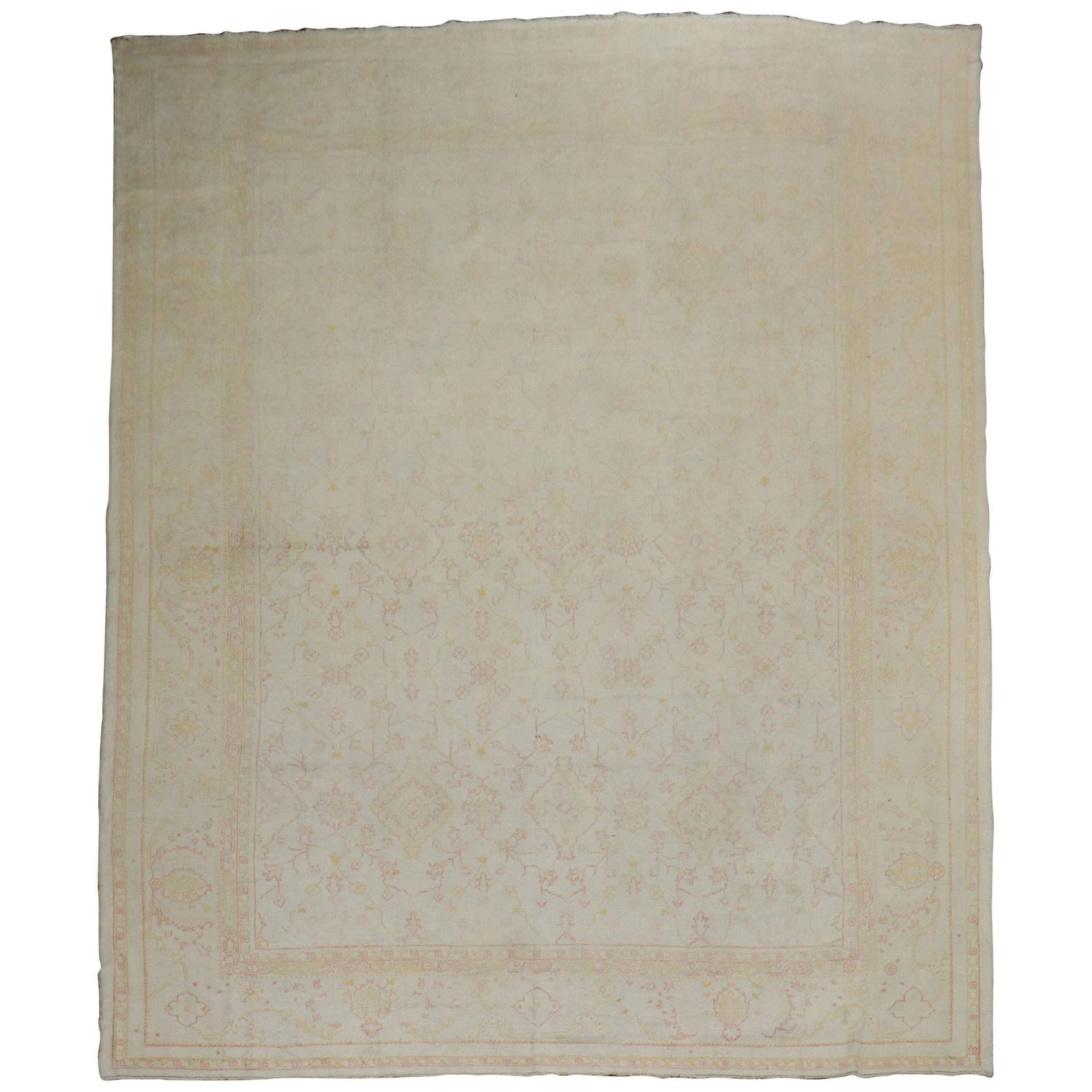 Early 20th Century Pale Cream Turkish Oushak Rug 11' x 15'3' Wool Hand-Woven (1 of 13)