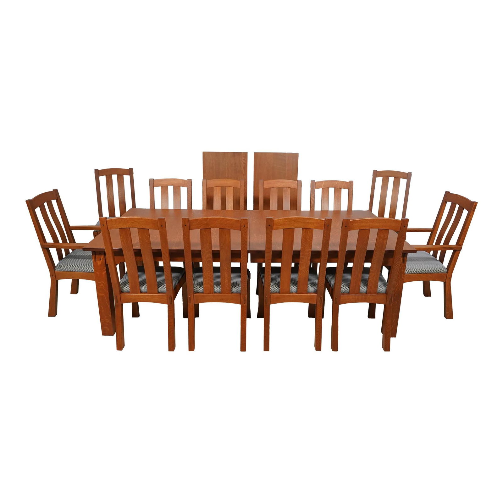 Arts & Crafts Mission Oak Dining Set with 12 Chairs (1 of 10)