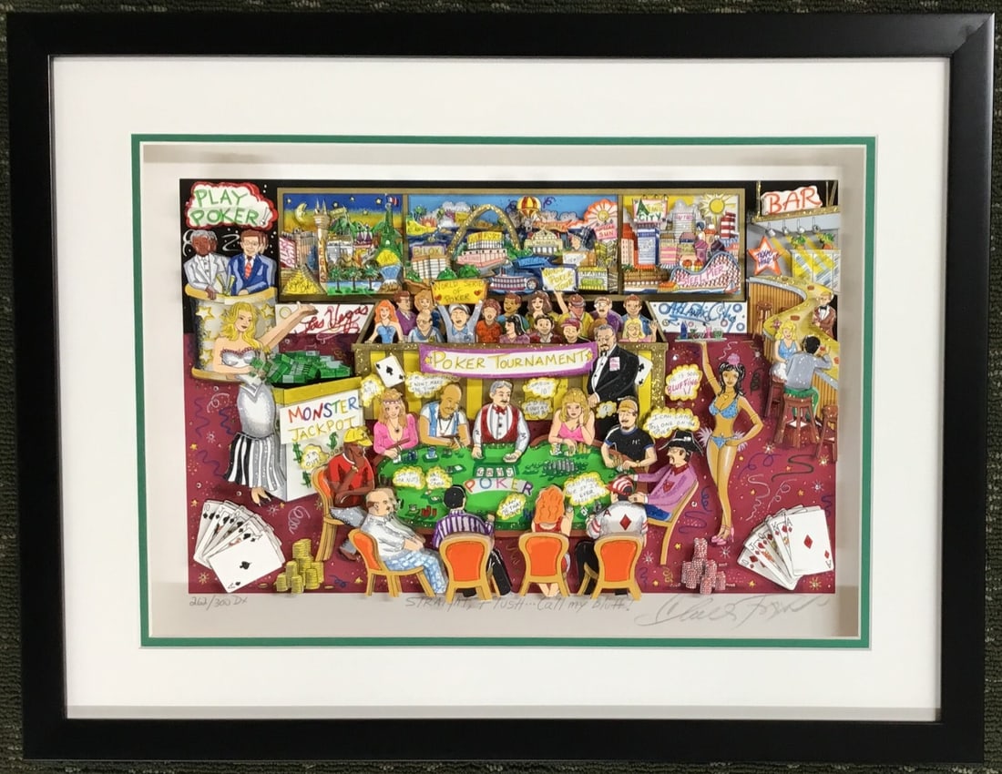Charles Fazzino Straight Flush Limited Edition Signed 3D Art Framed: Charles Fazzino Straight Flush Limited Edition Signed 3D Art Framed Discover a stunning piece of contemporary art with this limited edition signed and numbered lithograph by renowned artist Charles Fa