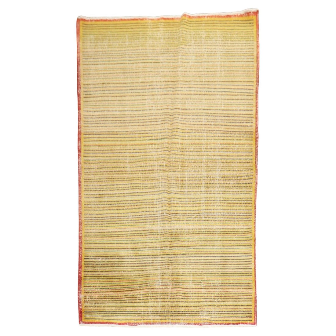 Vintage Turkish Deco Rug Hand-Knotted Wool Mid-Century Modern 58 x 99: Vintage Turkish Deco Rug Hand-Knotted Wool Mid-Century Modern 58 x 99 This stunning Striped Vintage Turkish Deco Rug showcases a beautiful mid-century modern design, meticulously hand-knotted from hig