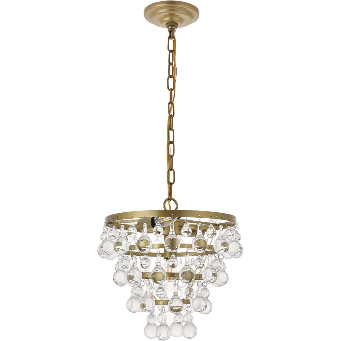 Living District Kora 3-Light Brass Crystal Pendant Chandelier 13-Inch (1 of 11)