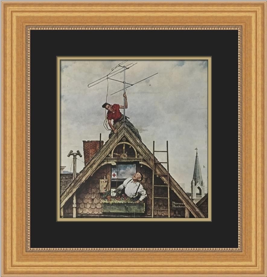 Norman Rockwell The New Television Set Custom Framed Print 1975 Americana Art: Norman Rockwell The New Television Set Custom Framed Print 1975 Americana Art This custom framed print titled "The New Television Set" by Norman Rockwell captures a moment in Americana art. Measuring