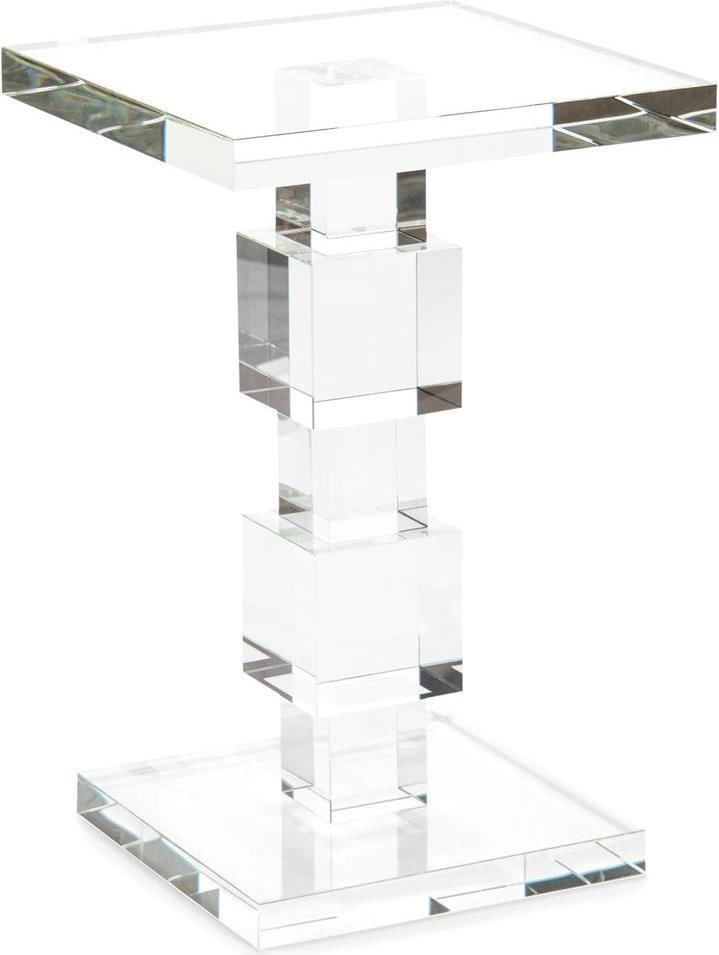 John-Richard Crystal Martini Table Clear Finish 19H 12W 12D: John-Richard Crystal Martini Table Clear Finish 19H 12W 12D Elevate your living space with the exquisite John-Richard Crystal Martini Table. This stunning piece, crafted from clear crystal, is not onl