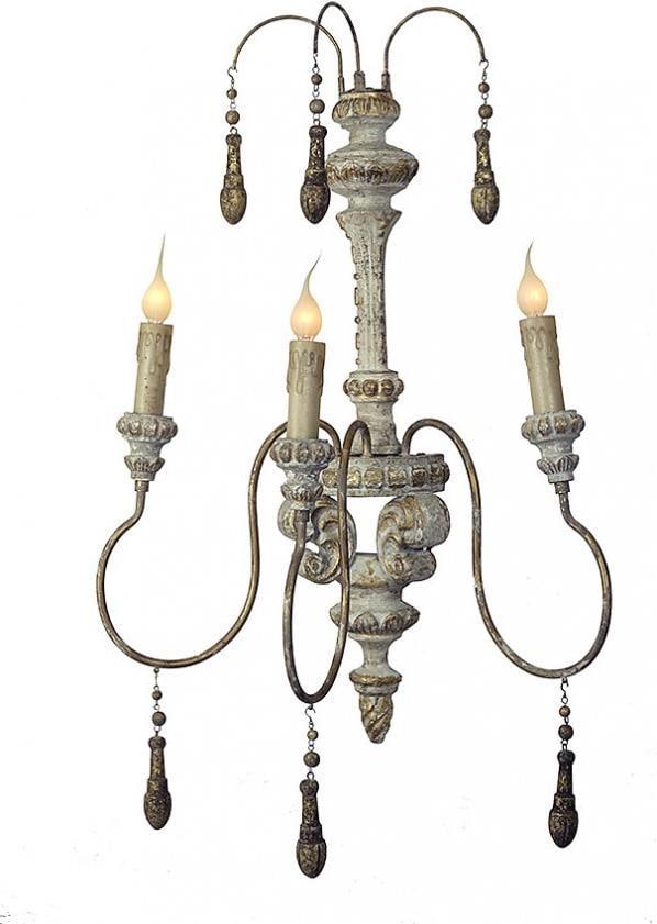 Provence Home Rococo Style Wood Sconce Set of Two Beige Finish (1 of 1)