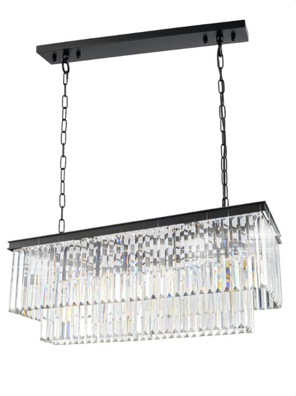Artistry Reston 14 Light Black Crystal Chandelier 48 Inch Modern Design: Artistry Reston 14 Light Black Crystal Chandelier 48 Inch Modern Design Illuminate your space with this stunning K9 Crystal Chandelier, featuring 14 lights that create a spectacular glow in any dining