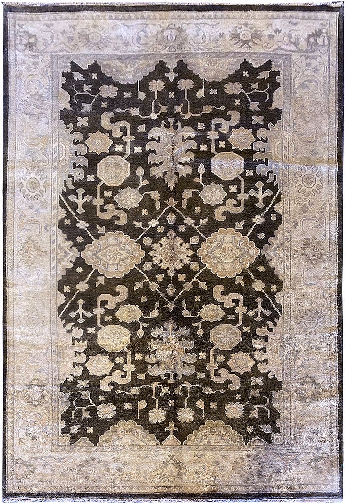 Ziglar Chobi Peshawar Rug 5.10 x 8.6 Dark Charcoal Green (1 of 11)