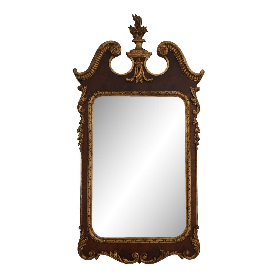 Vintage Italian Burl Walnut Mirror with Gold Gilt Trim 54" (1 of 10)