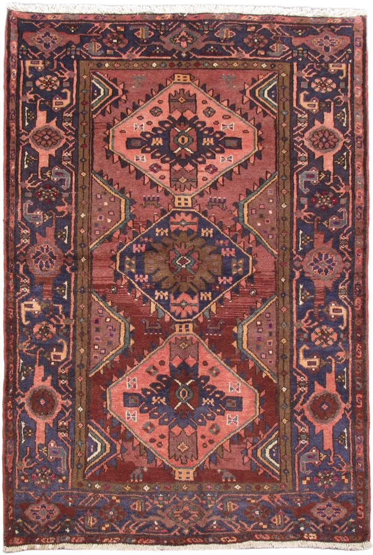 Light Red Handknotted Persian Hamadan Area Rug 4'3 x 6'4 (1 of 6)