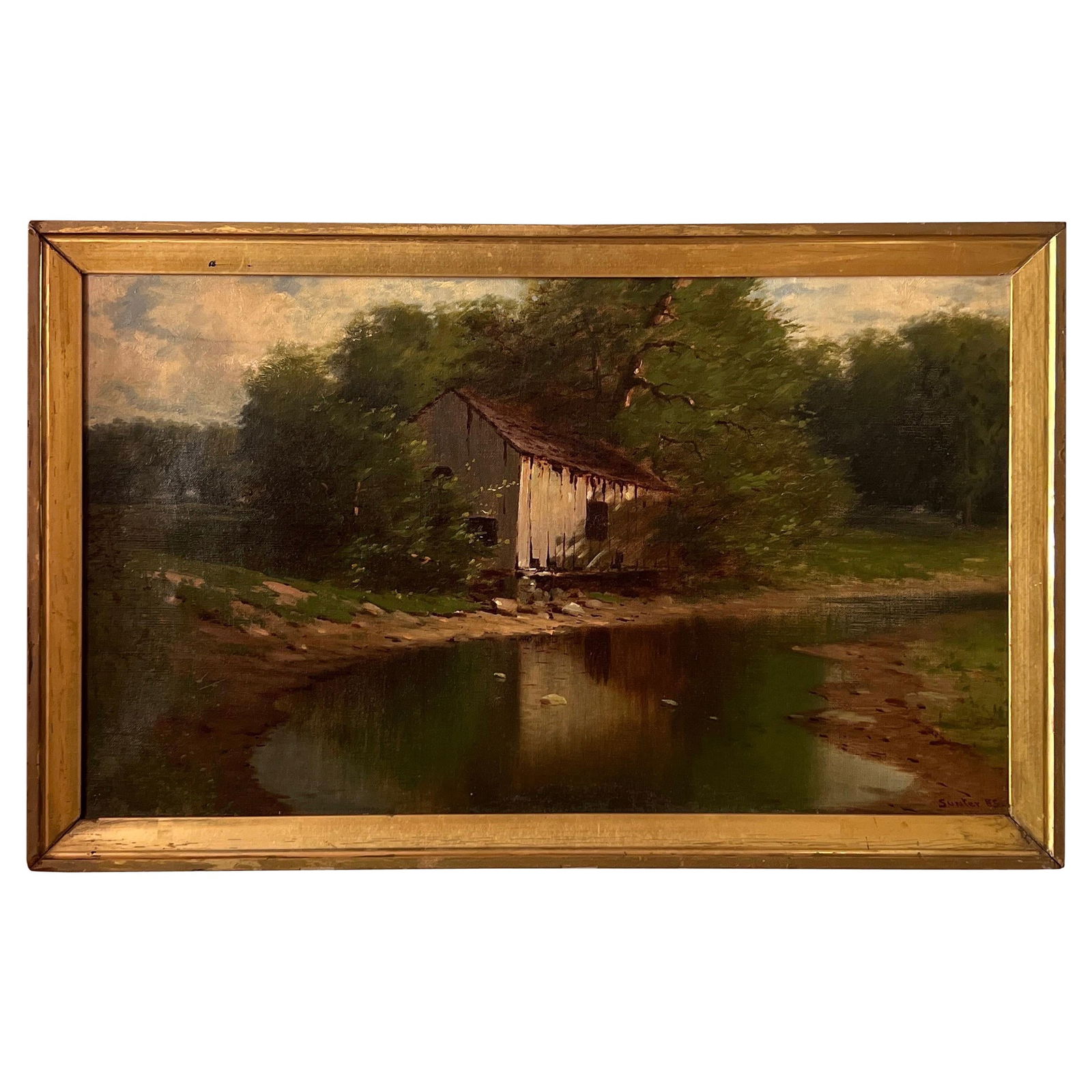 Harry Sunter 1885 Painting Old Mill By The River Massachusetts (1 of 7)