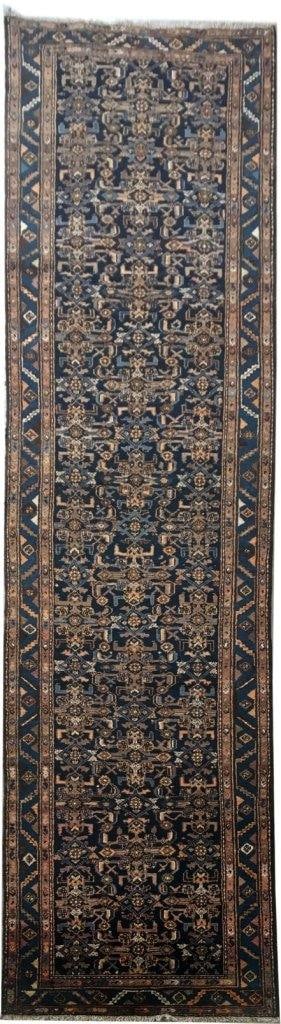 3.7 x 13.10 Prussian Blue Handwoven Persian Zanjan Runner Rug (1 of 6)