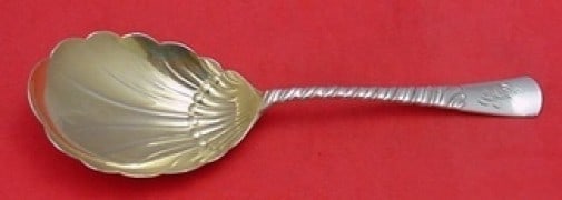 Gorham Colonial Sterling Silver Berry Spoon Gold Wash 8 7/8": Gorham Colonial Sterling Silver Berry Spoon Gold Wash 8 7/8" This exquisite Colonial by Gorham serving spoon is crafted from high-quality sterling silver and features a luxurious gold wash finish. Mea