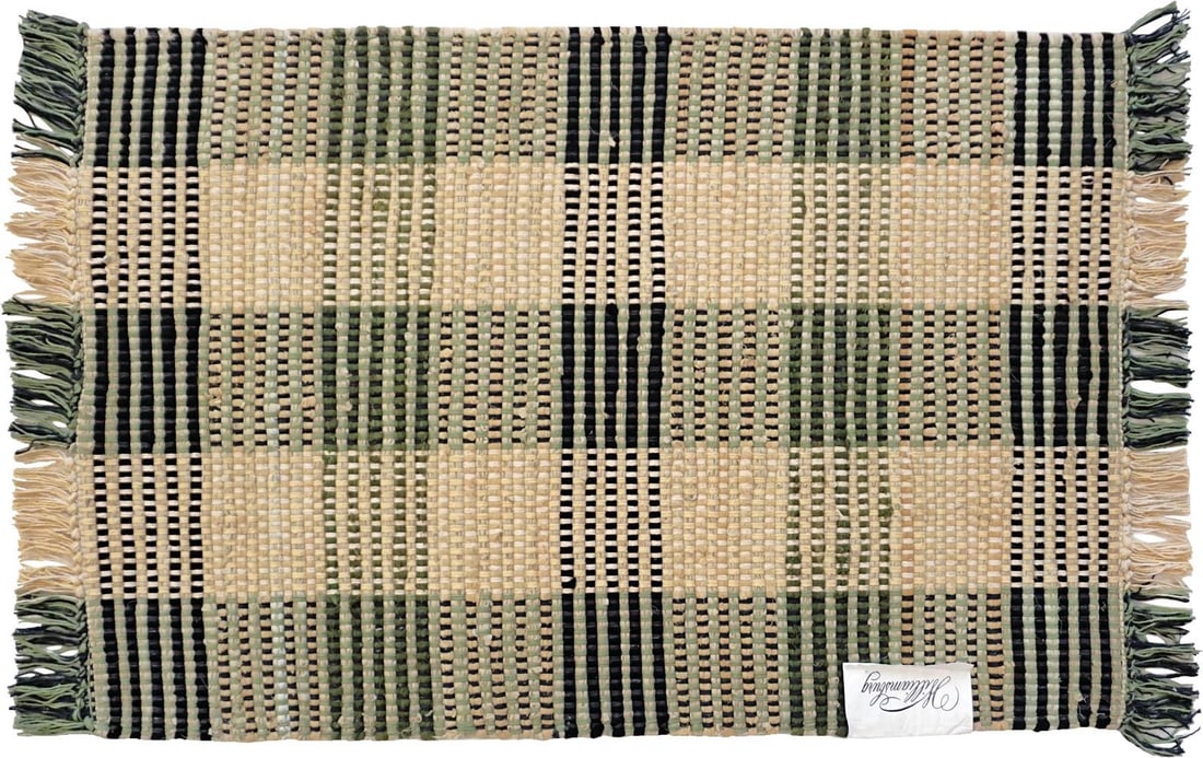 Booker Plaid 100% Cotton Hand-Loomed Rug 2x3 Khaki (1 of 4)