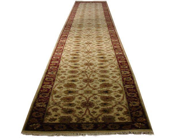 Elegant 2.6 x 20.2 Ivory Handmade Indian Runner Rug (1 of 5)