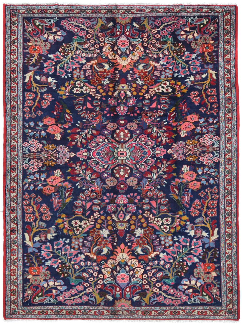 7'5 x 10'1 Hand-Knotted Wool Area Rug with Vintage Floral Pattern (1 of 11)