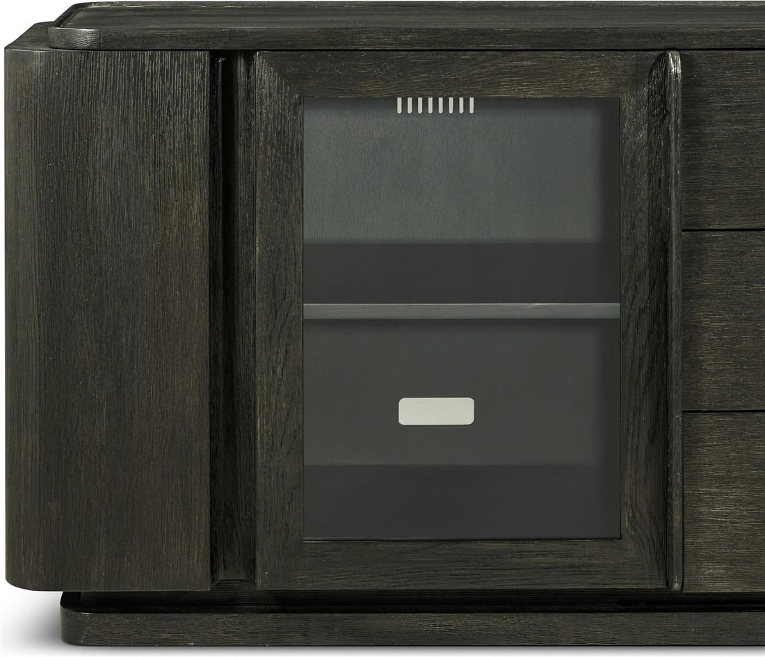 Theodore Alexander Repose Media Console Charcoal Oak 28H 80W 21.25D (1 of 8)