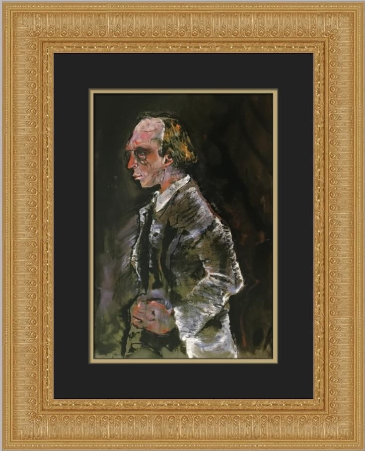 Oskar Kokoschka Portrait of Herwarth Walden Custom Framed Lithograph 23 x 18 (1 of 2)