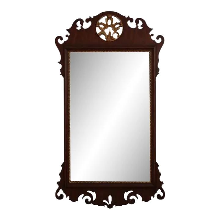 Henkel Harris Chippendale Cherry Mirror Beveled Glass 30 x 54 (1 of 10)