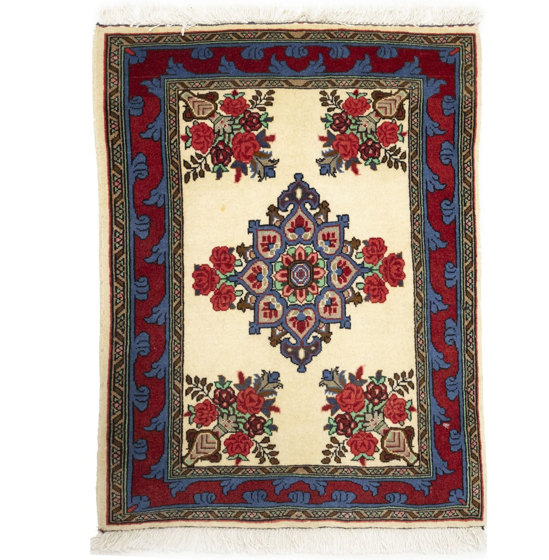 Handmade Indo-Bidjar Floral Area Rug 2'0 x 2'7 Vintage Wool Carpet (1 of 11)