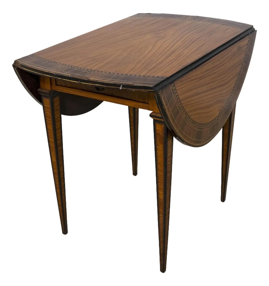 C.1820-1860 Antique Adams Satinwood Pembroke Table with Inlay (1 of 10)