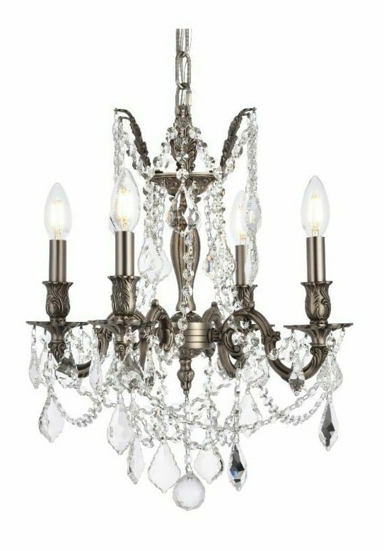Rosalia 4-Light Pewter Crystal Chandelier Modern Pendant Lighting (1 of 9)