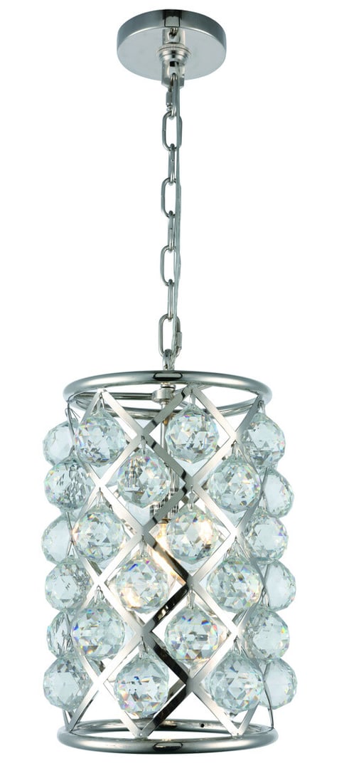 Elegant Lighting Madison Crystal Balls Pendant Chandelier Polished Nickel 9.6 Inch (1 of 2)