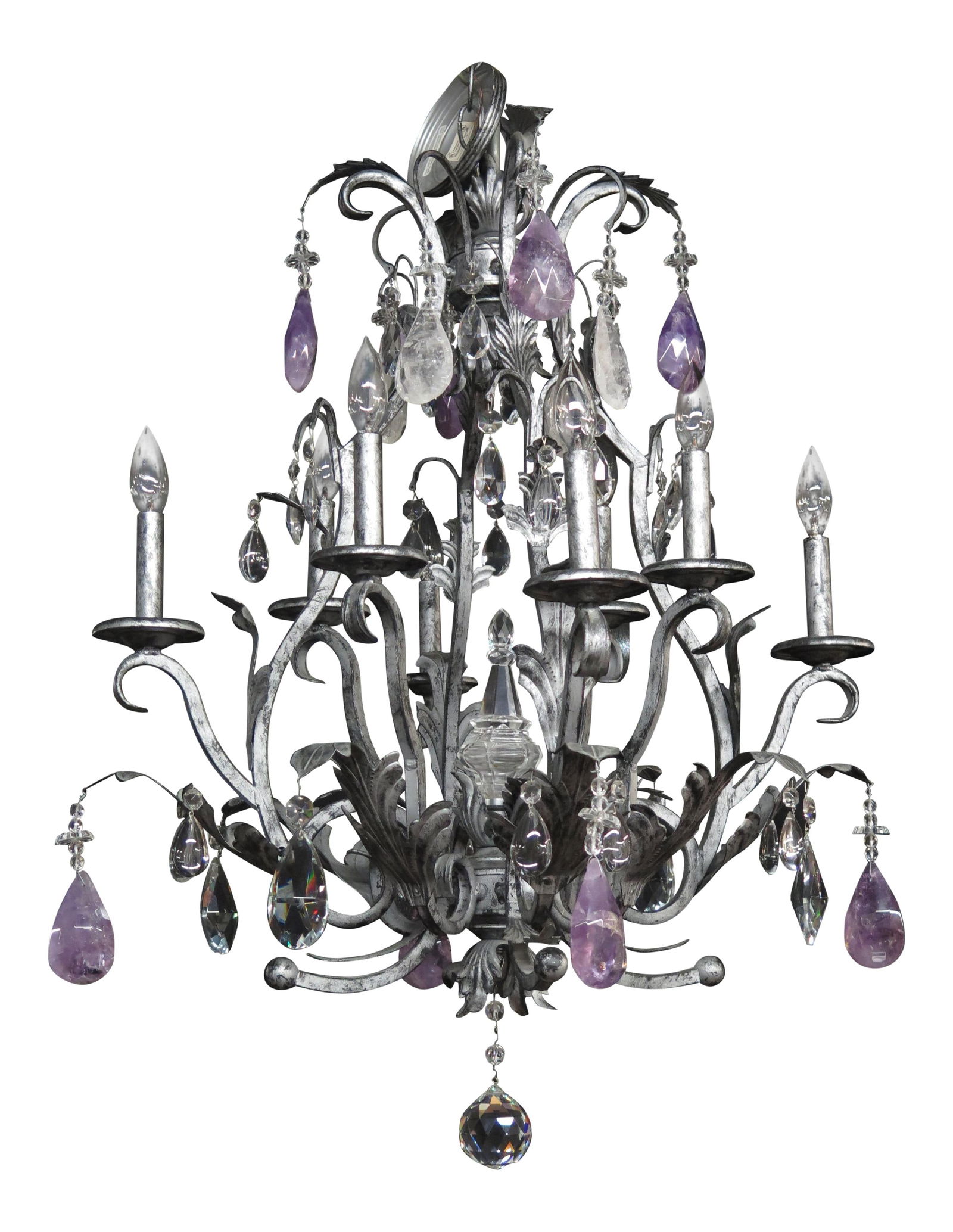 Elegant Amethyst Rock Crystal Chandelier 28 x 40 in (1 of 10)
