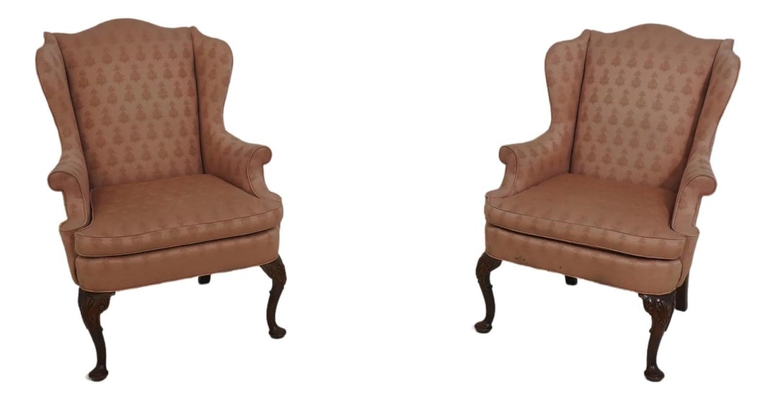 Set of 2 Queen Anne Style Wingbacks by Hickory Chair Company (1 of 10)