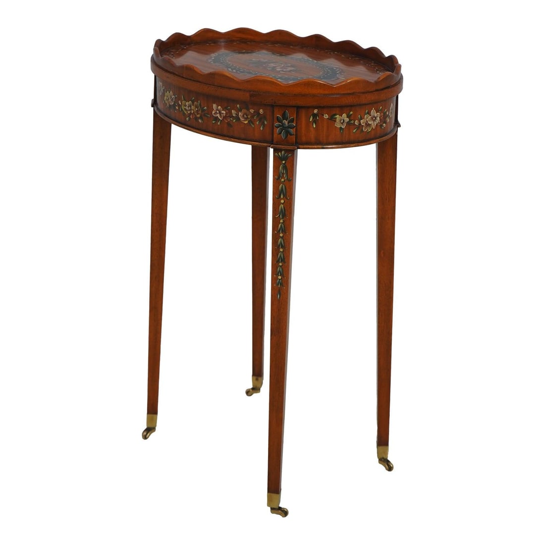 Hand Painted Adams Style Table Stand with Brass Feet (1 of 10)