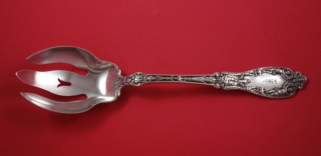 Gorham Paris Pattern Sterling Silver Salad Serving Fork 10 1/4" Monogrammed: Gorham Paris Pattern Sterling Silver Salad Serving Fork 10 1/4" Monogrammed This exquisite salad serving fork from the Paris pattern by Gorham is crafted from high-quality sterling silver. Measuring 1