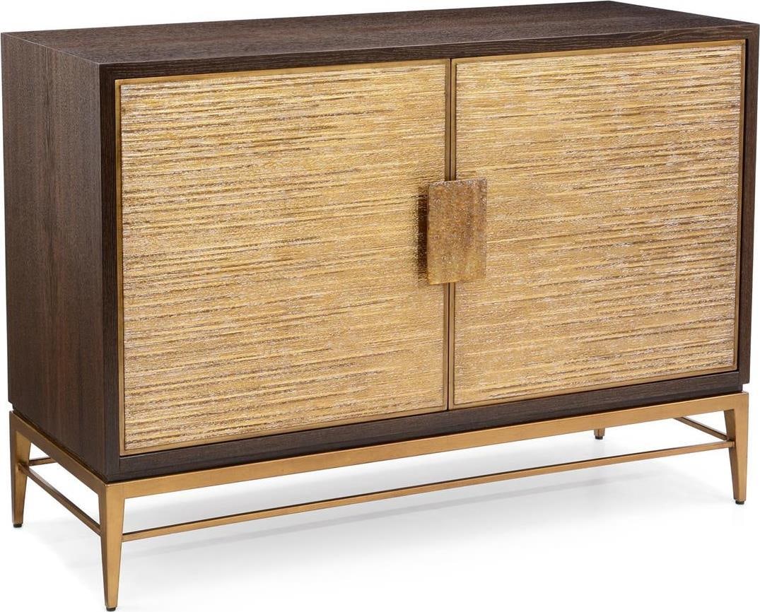 John-Richard Walthall Two-Door Cabinet Smoked Oak Gold Accents (1 of 2)