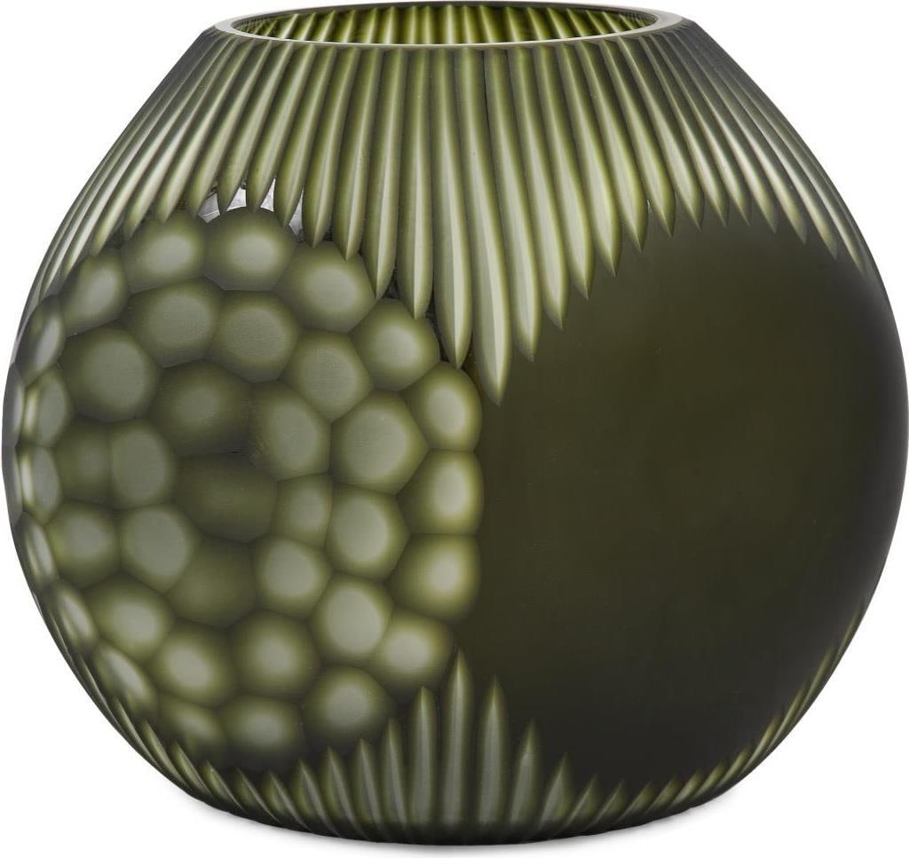 Howard Elliott Cebu Forest Green Frosted Glass Vase 8.75H x 10W x 8D (1 of 6)