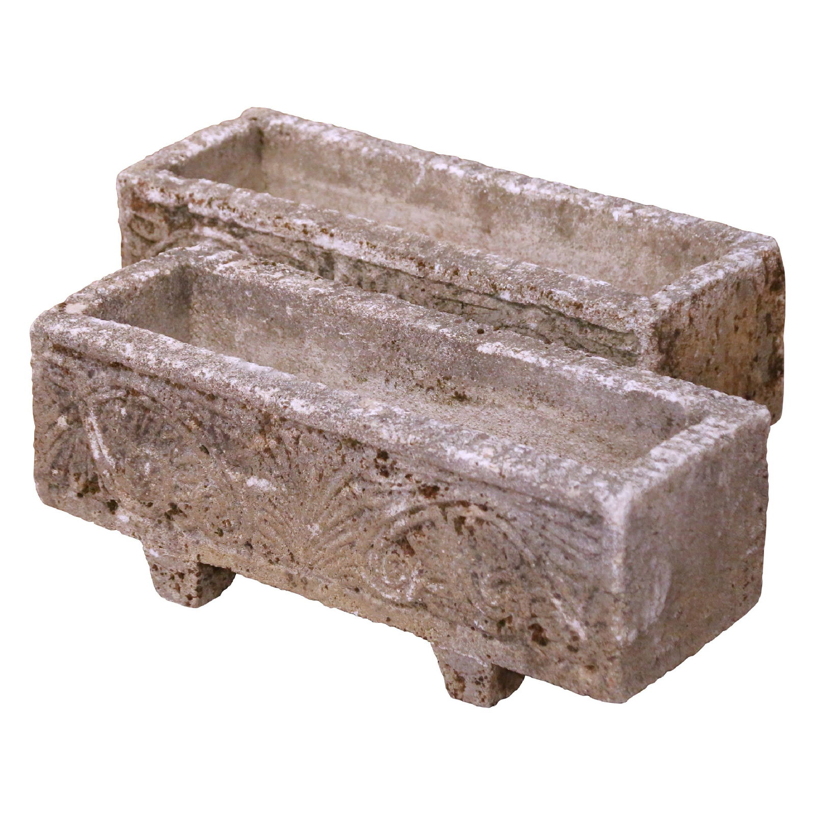 Set of 2 French Limestone Neoclassical Garden Planters Circa 1920 (1 of 9)