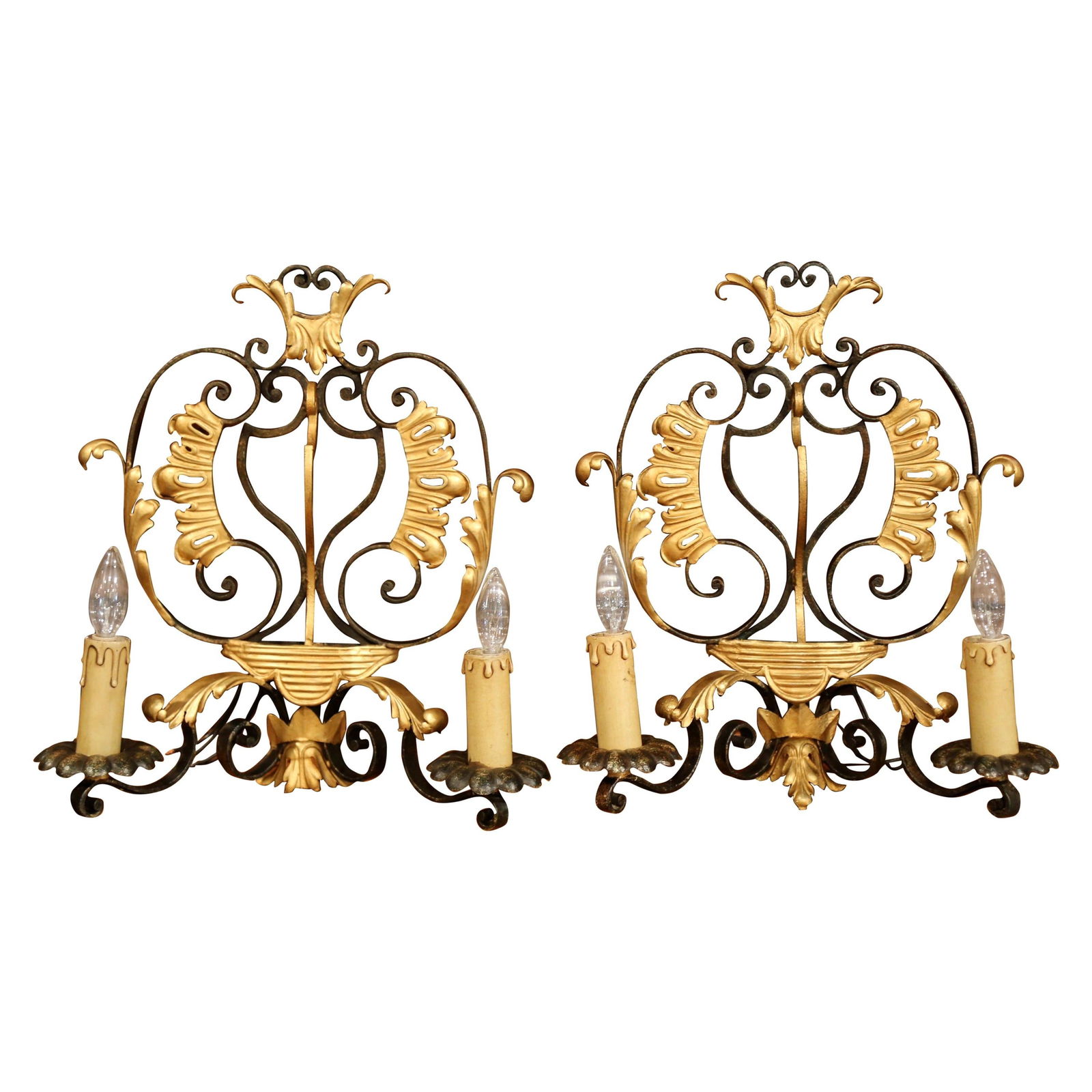 Exquisite Set of 2 Early 20th Century French Louis XV Wall Sconces (1 of 6)