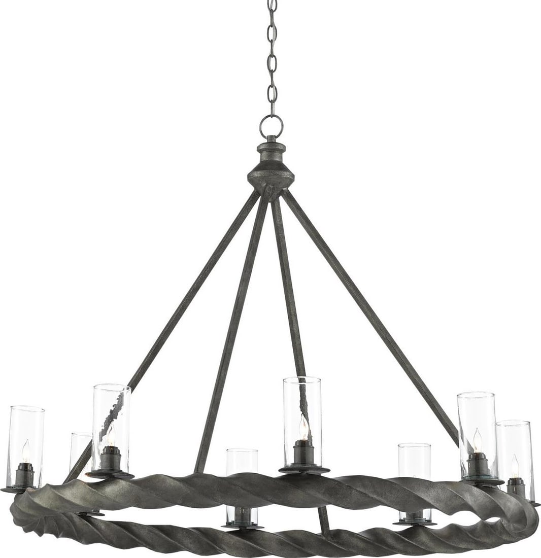 Currey Orson Adjustable Black Chandelier Rustic Style 8 Bulb (1 of 5)