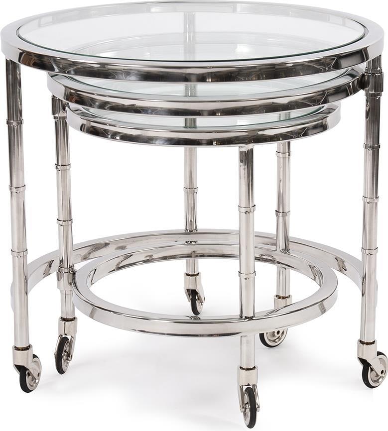 Howard Elliott Telescoping Bar Cart Polished Silver Glass Surfaces (1 of 7)