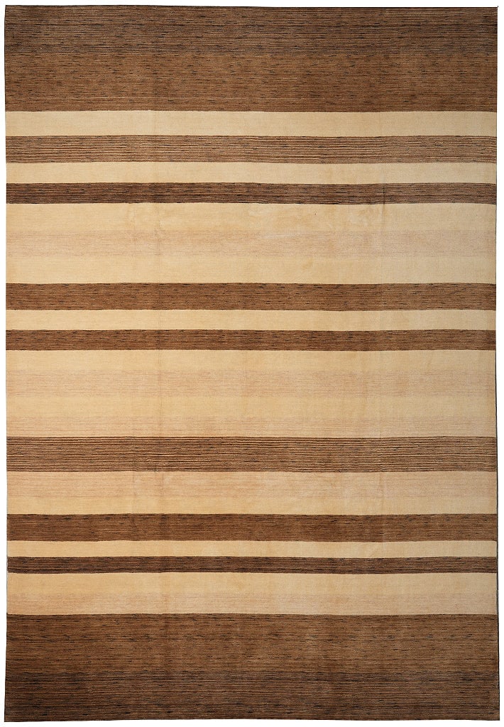 Handmade 9 x 12 Modern Wool Area Rug Beige Brown India (1 of 13)