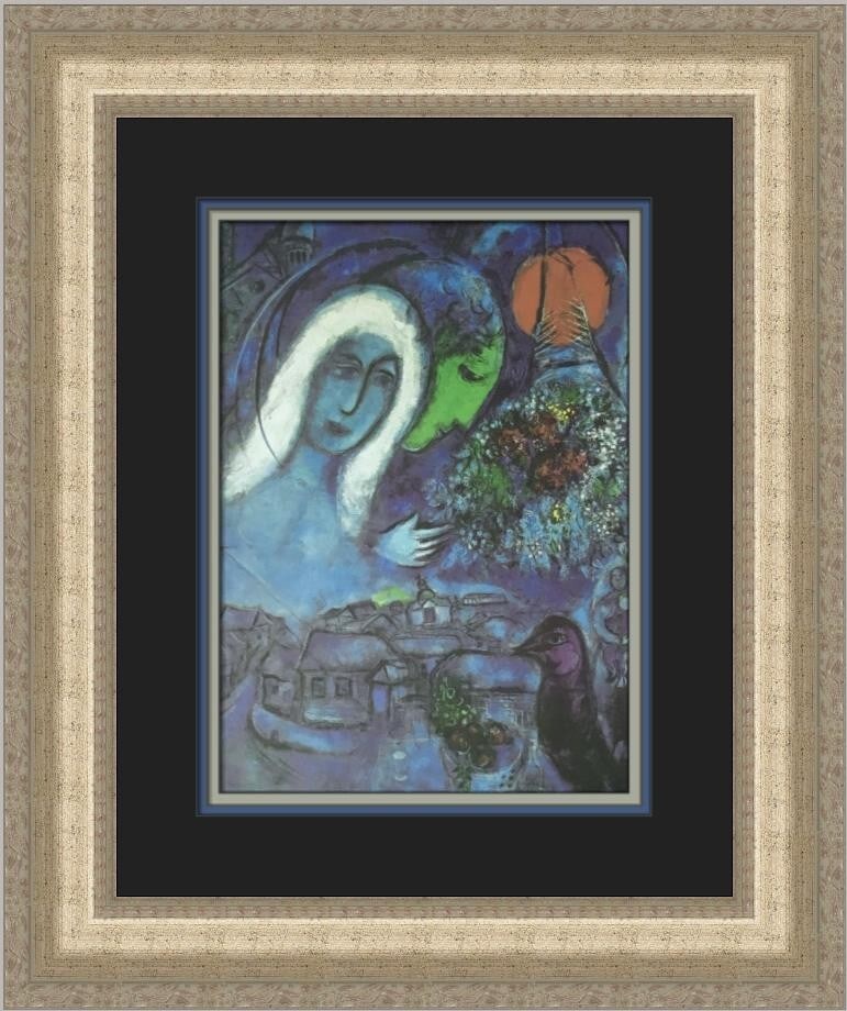 Marc Chagall Le Champ De Mars Custom Framed Print 1984 Expressionism (1 of 2)