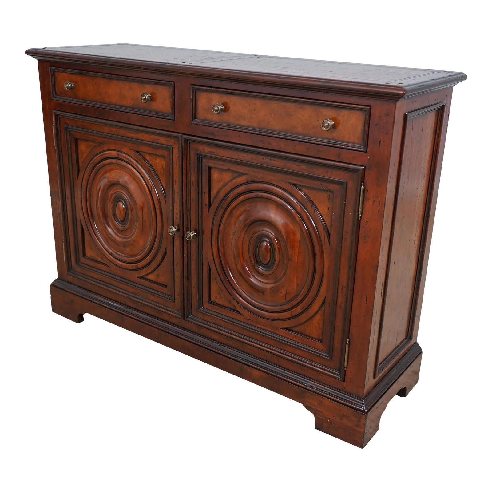 Theodore Alexander Distressed Wood Continental Sideboard with Brass Hardware (1 of 10)