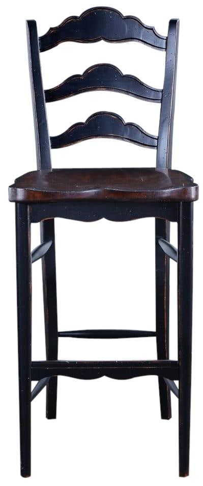 Colonial Style Blackwash Bar Stool with Rustic Pecan Seat (1 of 1)
